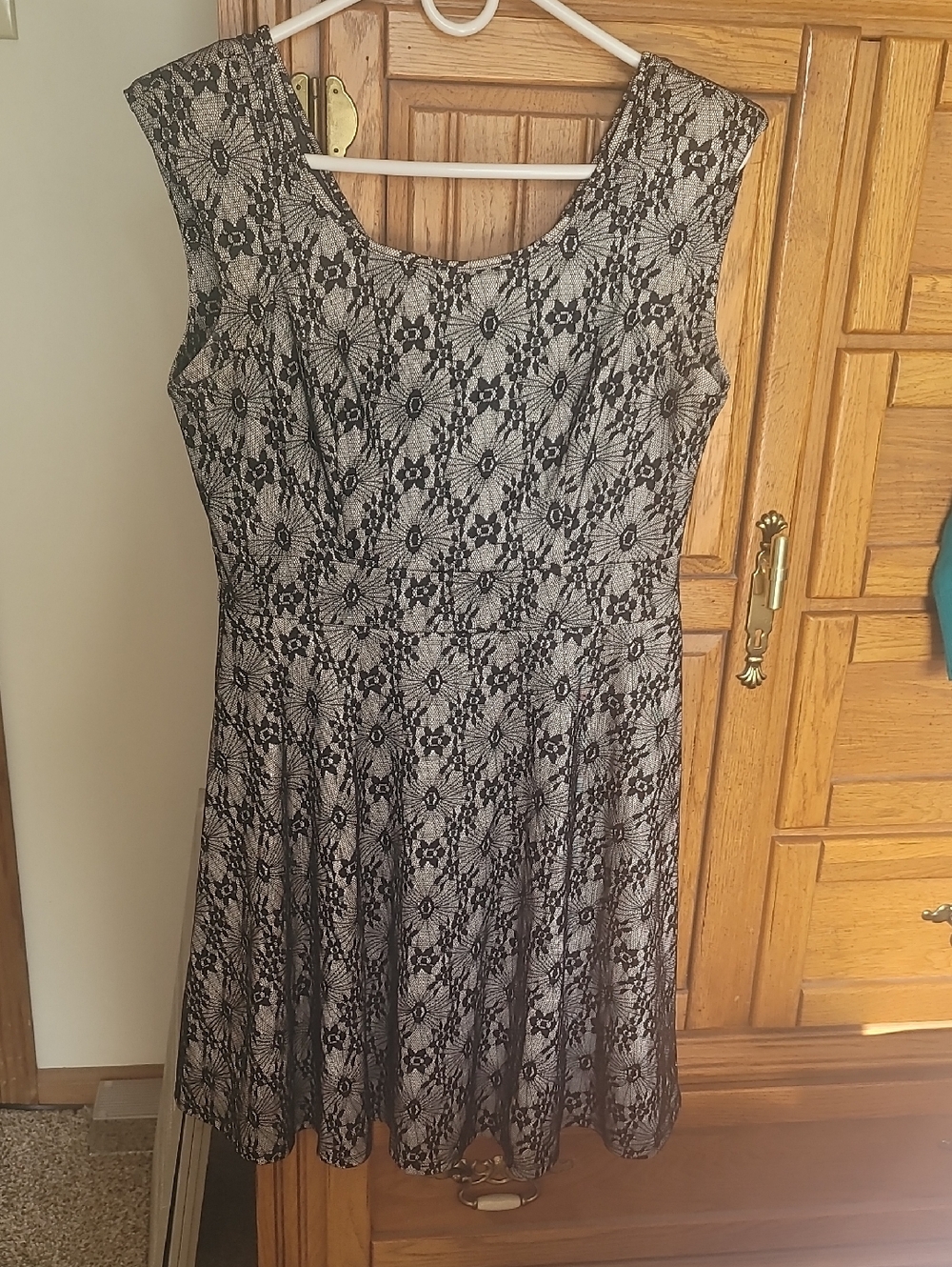 Worthington Black Lace Overlay Midi Dress with Light Lining